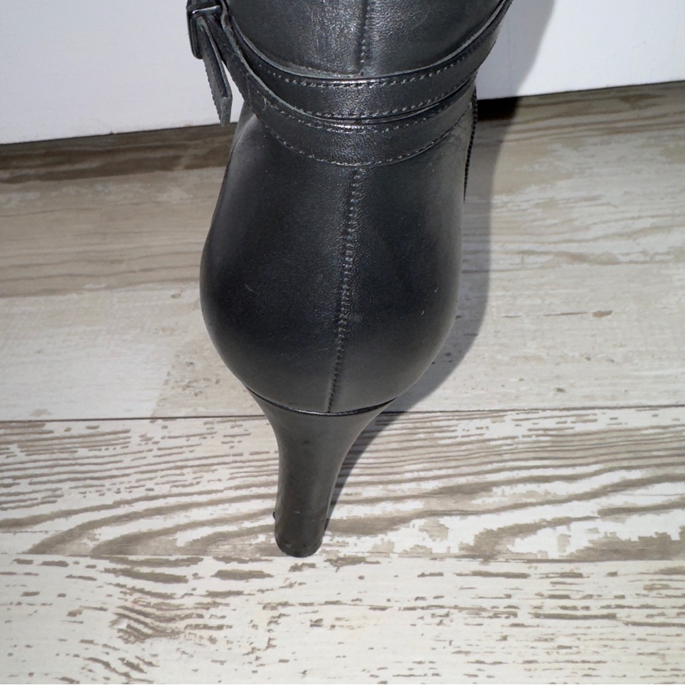Antonio Melani Black Leather Knee-High Boots Heels‎ Women’s 9M - Picture 5 of 15